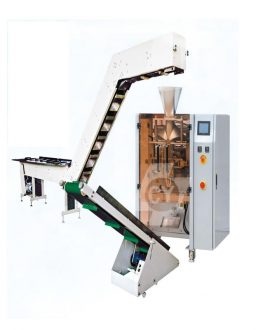 Semi-automatic packing machine with bucket chain type manual feeding conveyor DC-4230C/5235C